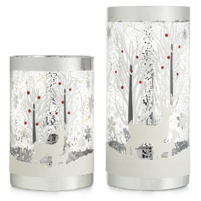 Home Essentials & Beyond Reindeer Glass Candleholders with LED String Lights (Set of 2) - Bed ...